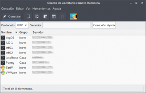 Alternative SSH clients: Screenshot of Remmina's main screen