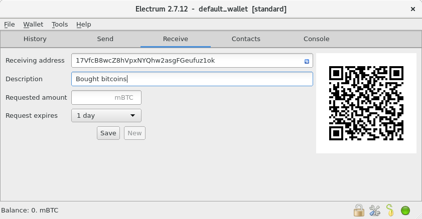 Electrum receive