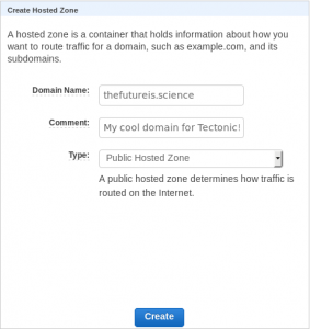 Adding a new domain to AWS Route 53 for Tectonic